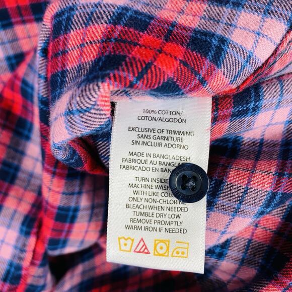 Wolverine Size Large Plaid Flannel Long Sleeve Button Shirt Red 100% Cotton - Picture 4 of 4